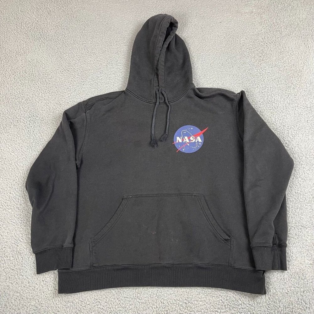 H&M NASA Logo Hooded Sweatshirt Large Hoodie Black‎ Pullover L.O.G.G. Used